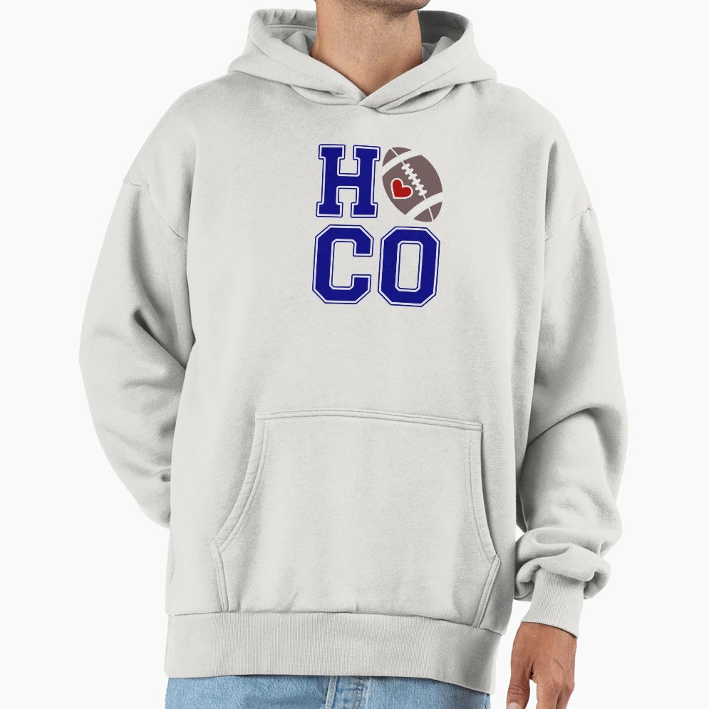 Hoco Football Heart Varsity Spirit Hoodie - Custom Art Print Men Women - T-Shirt, Sweatshirt, Hoodie