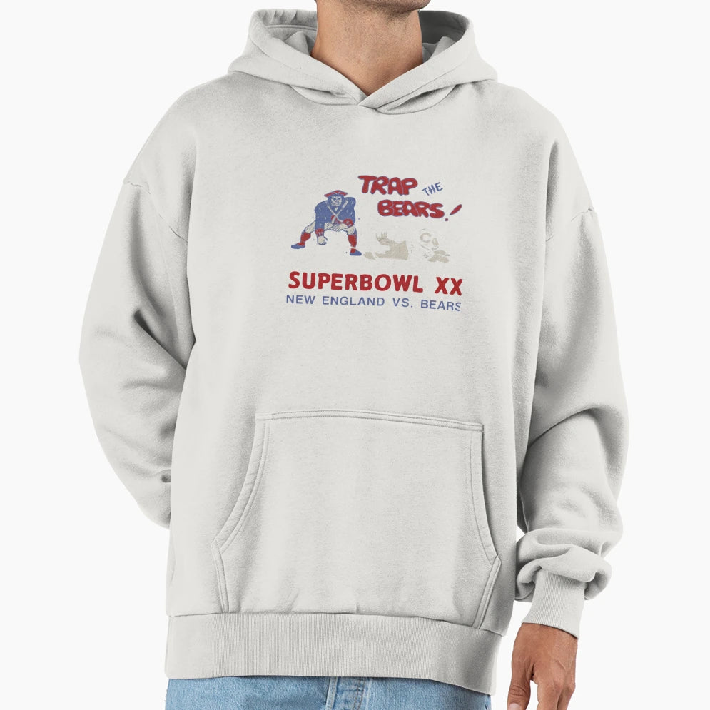 Trap Bears Superbowl New England Bears Hoodie - Trendy Graphic Men Women - T-Shirt, Sweatshirt, Hoodie