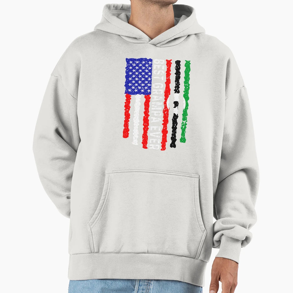 American Flag Libya Flag Best Grampa Hoodie - Minimalist Print Men Women - T-Shirt, Sweatshirt, Hoodie