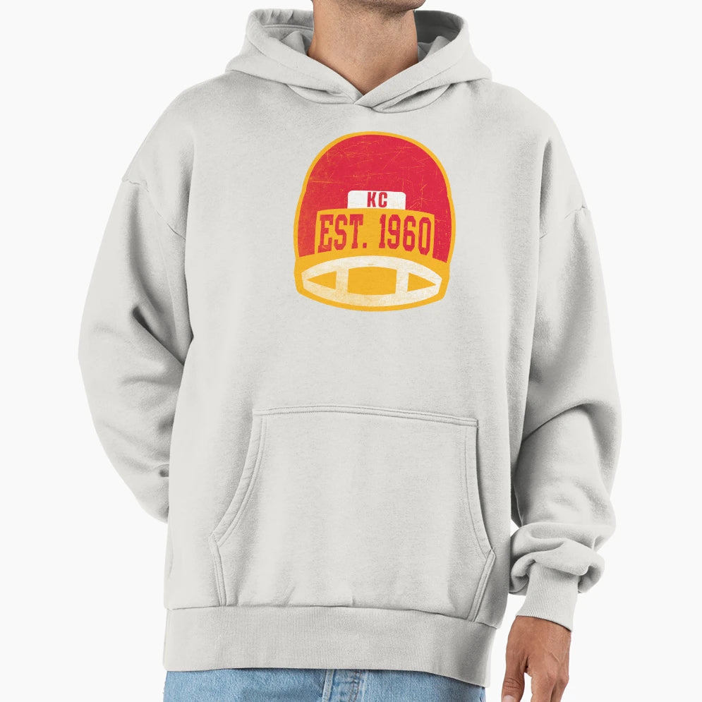 Kansas City Throwback Football Helmet Hoodie - Minimalist Print Men Women - T-Shirt, Sweatshirt, Hoodie