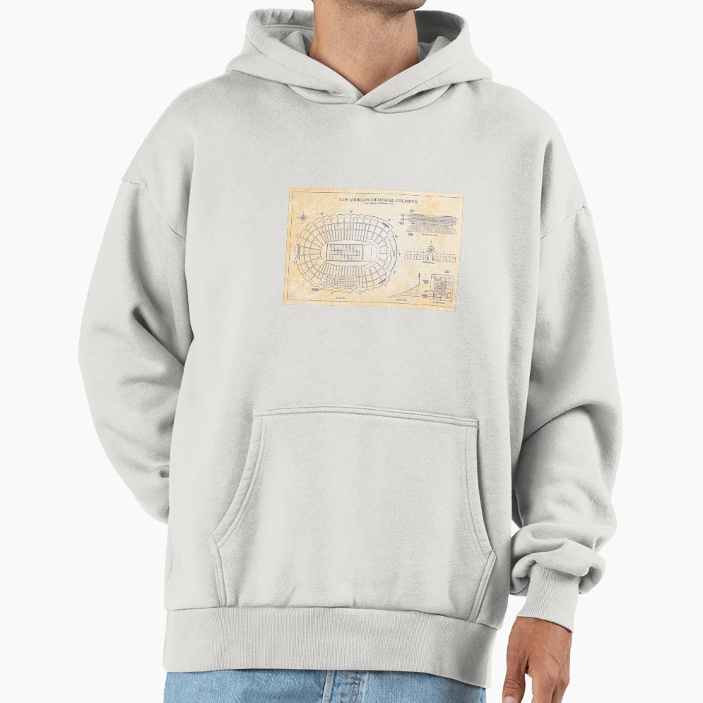 Los Angeles Memorial Coliseum Old Blue Hoodie - Graphic Print for Adults - T-Shirt, Sweatshirt, Hoodie