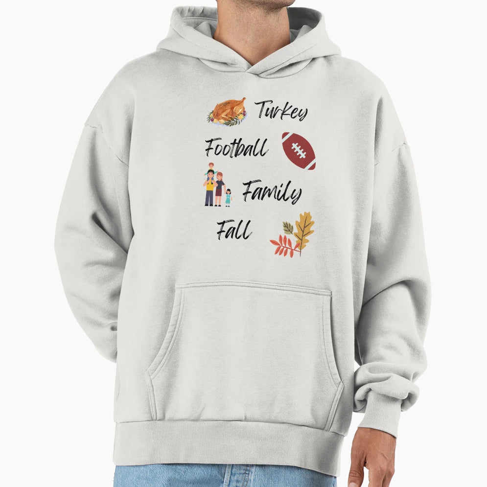 Turkey Football Family Fall Pictures Hoodie - Trendy Graphic for Adults - T-Shirt, Sweatshirt, Hoodie