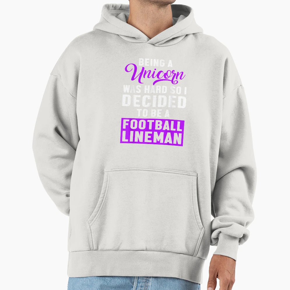 Lineman Unicorn Offensive Defensive Hoodie - Minimalist Print for Adults - T-Shirt, Sweatshirt, Hoodie