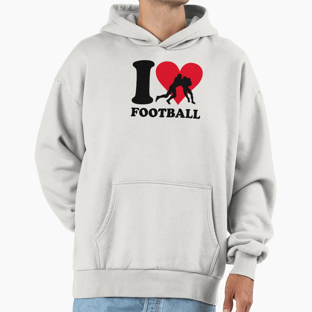 I Love Football Hoodie - Custom Art Print Unisex - T-Shirt, Sweatshirt, Hoodie