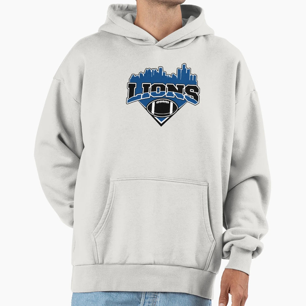 Lions Football Skyline Football Team Hoodie - Custom Art Print Unisex - T-Shirt, Sweatshirt, Hoodie