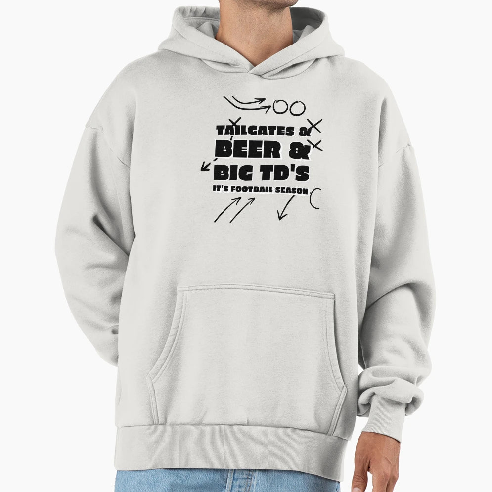 Tailgates Beer Big Tds Football Hoodie - Novelty Apparel for Adults - T-Shirt, Sweatshirt, Hoodie