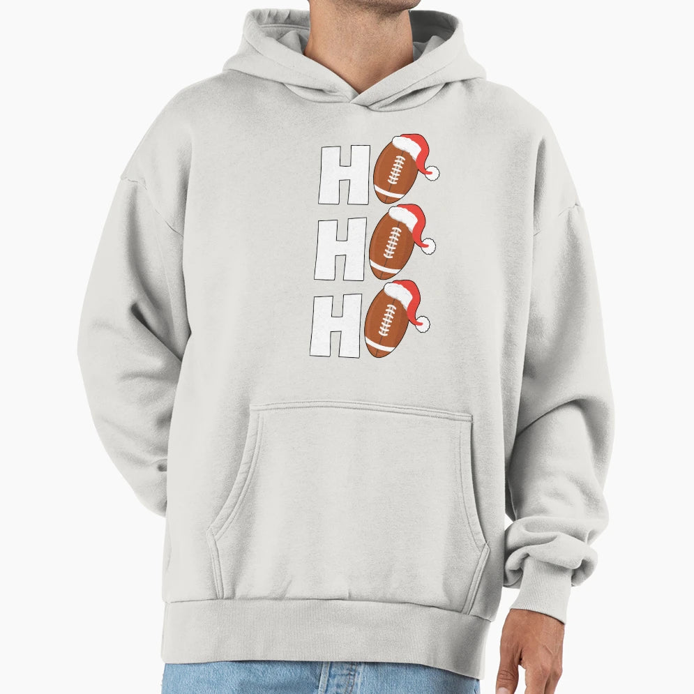 Ho Ho Ho Football Chritsmas Hoodie - Casual Everyday Wear Men Women - T-Shirt, Sweatshirt, Hoodie