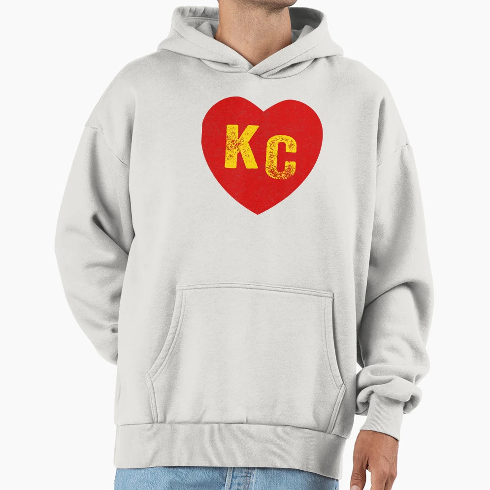 Kc Red Yellow Heart Kansas City Hoodie - Trendy Graphic Men Women - T-Shirt, Sweatshirt, Hoodie