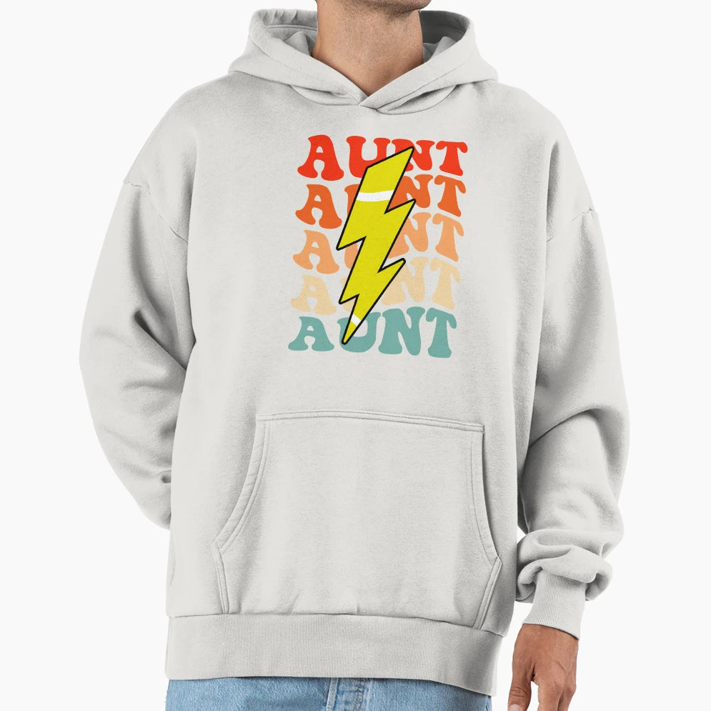 Tennis Aunt Groovy Lightning Bolt Hoodie - Fun Novelty Design Unisex - T-Shirt, Sweatshirt, Hoodie