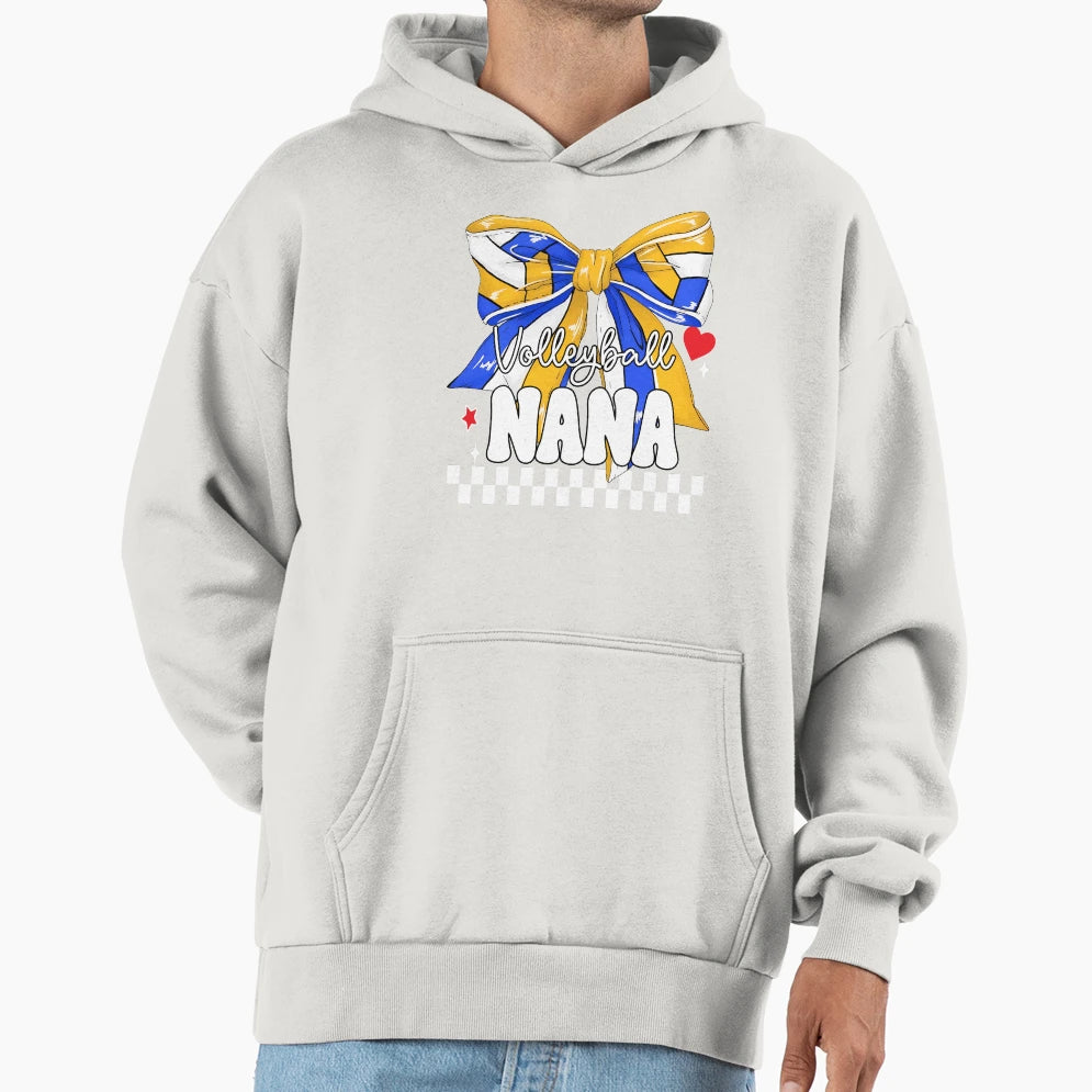 Volleyball Nana Bow Team Colors Hoodie - Trendy Graphic Men Women - T-Shirt, Sweatshirt, Hoodie
