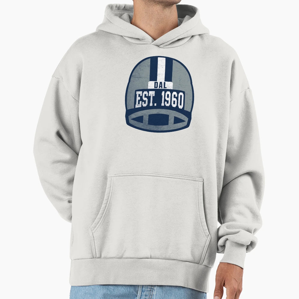 Dallas Throwback Football Helmet Hoodie - Unique Graphic for Adults - T-Shirt, Sweatshirt, Hoodie