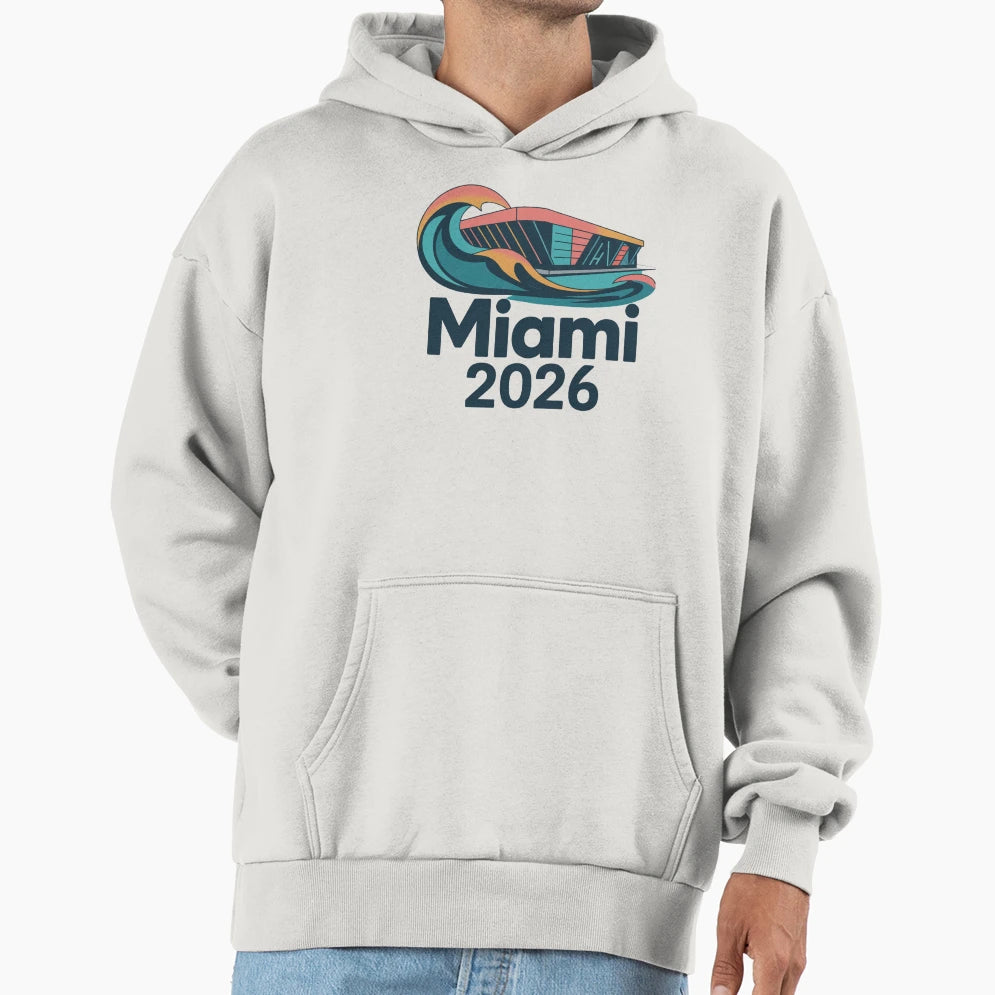 Miami 2026 Ocean Wave Football V14 T-Shirt - Custom Art Print Unisex - T-Shirt, Sweatshirt, Hoodie