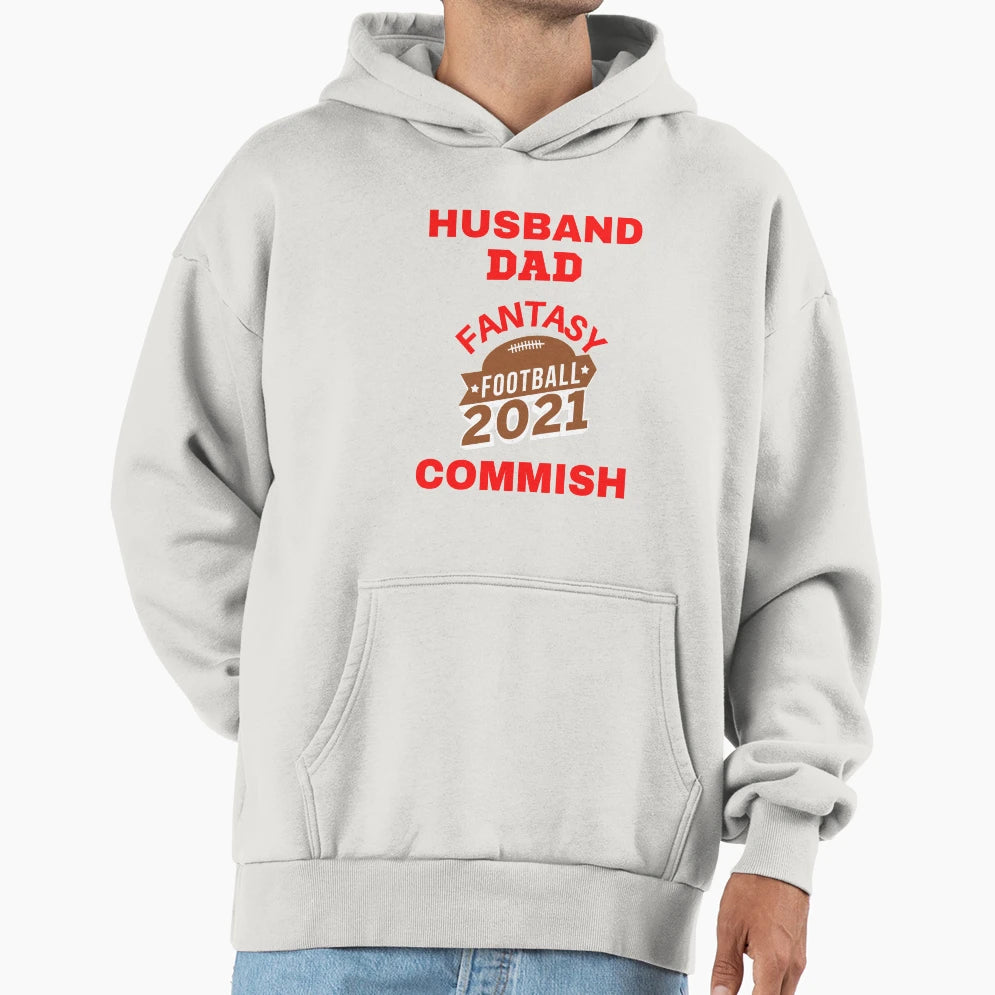 Husband Dad Fantasy Football Commish Hoodie - Graphic Print for Adults - T-Shirt, Sweatshirt, Hoodie