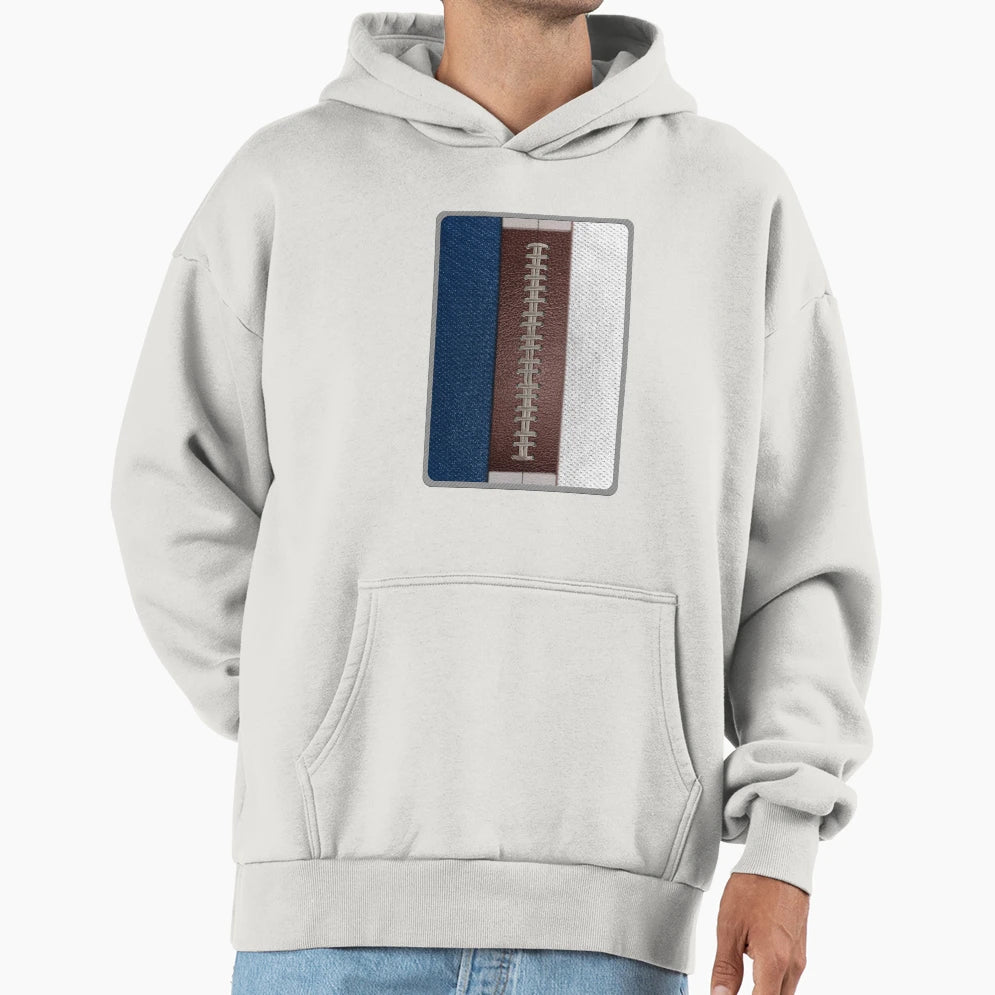 Football Blue And White Team Spirit Hoodie - Custom Art Print for Adults - T-Shirt, Sweatshirt, Hoodie