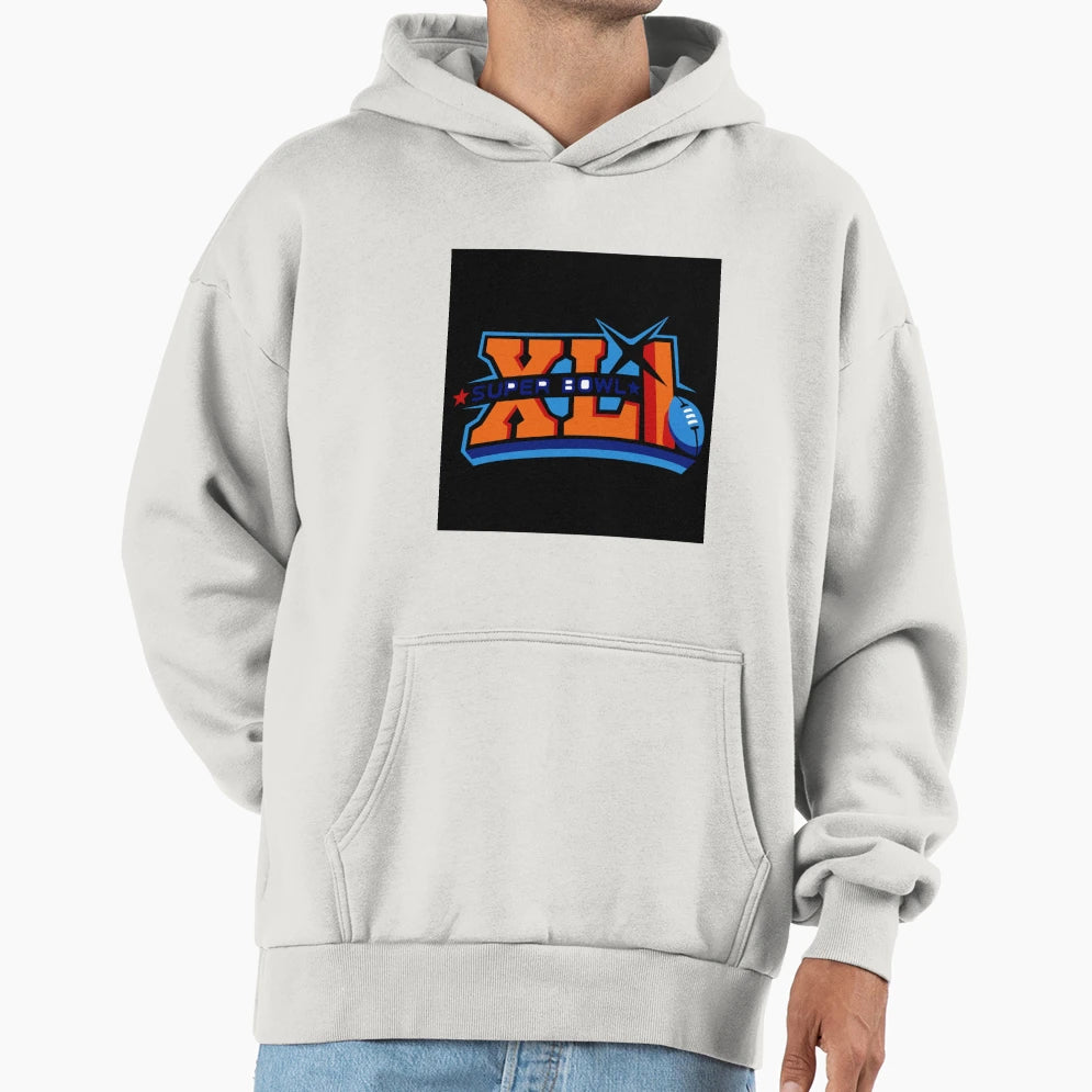 Super Bowl Colorful Blue Hoodie - Fun Novelty Design for Adults - T-Shirt, Sweatshirt, Hoodie