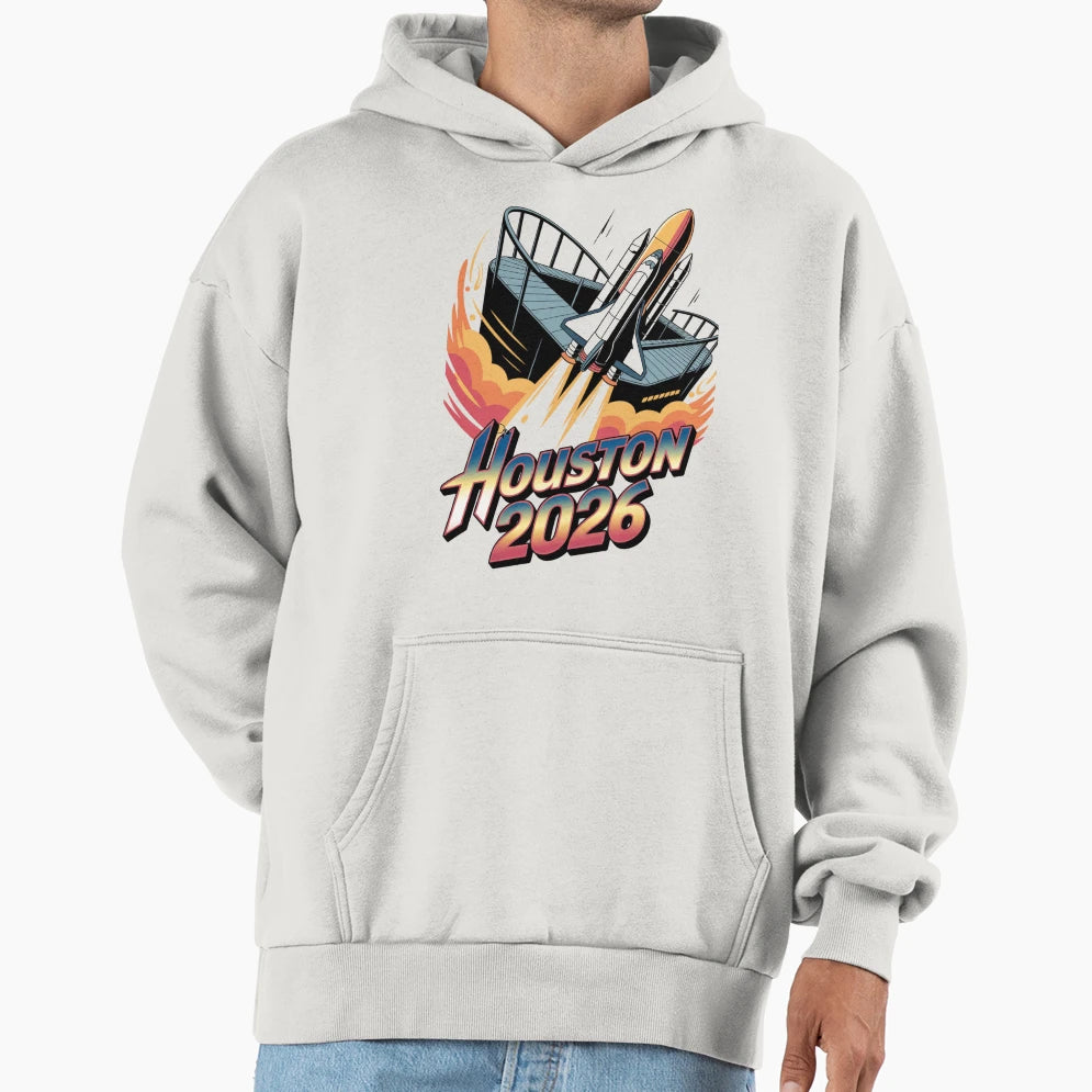 Houston 2026 Space Shuttle Football V19 T-Shirt - Custom Art Print Unisex - T-Shirt, Sweatshirt, Hoodie