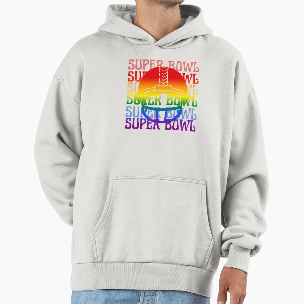 Super Bowl Helmet Pride Flag Game Day Hoodie - Streetwear Style Men Women - T-Shirt, Sweatshirt, Hoodie