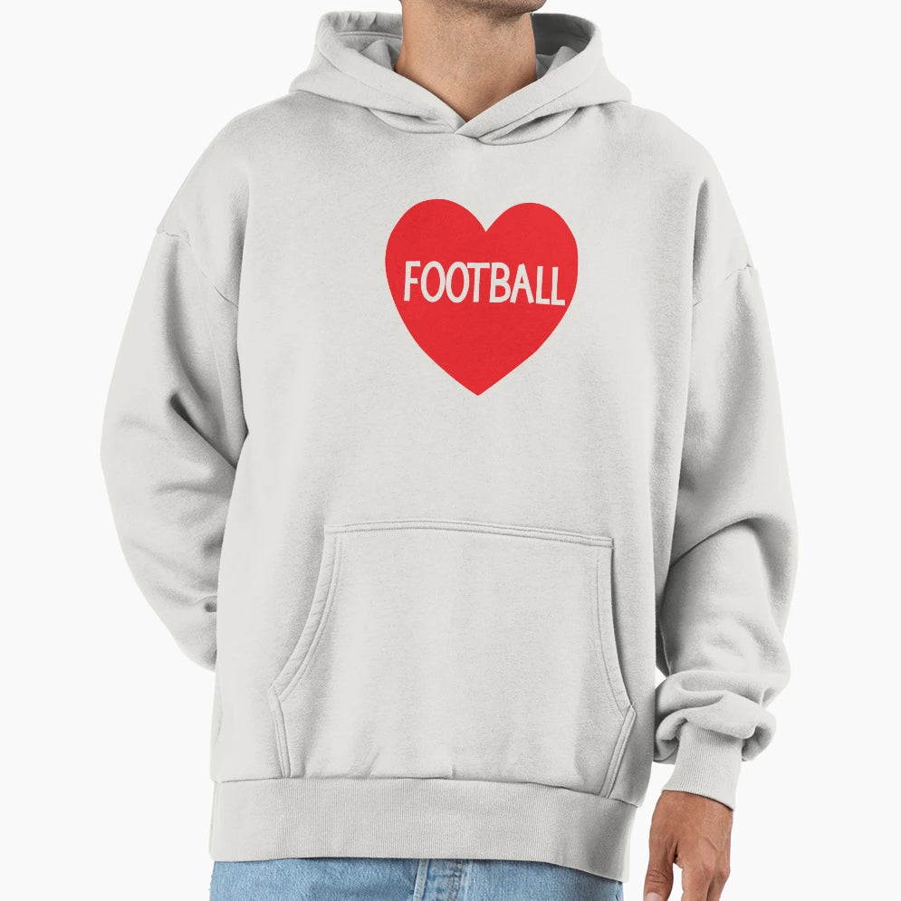 Love Football Heart Hoodie - Graphic Print Unisex - T-Shirt, Sweatshirt, Hoodie