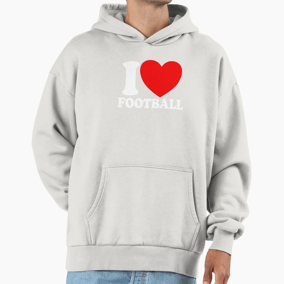 I Love Football Red Heart Football Lover I Hoodie - Trendy Graphic Unisex - T-Shirt, Sweatshirt, Hoodie