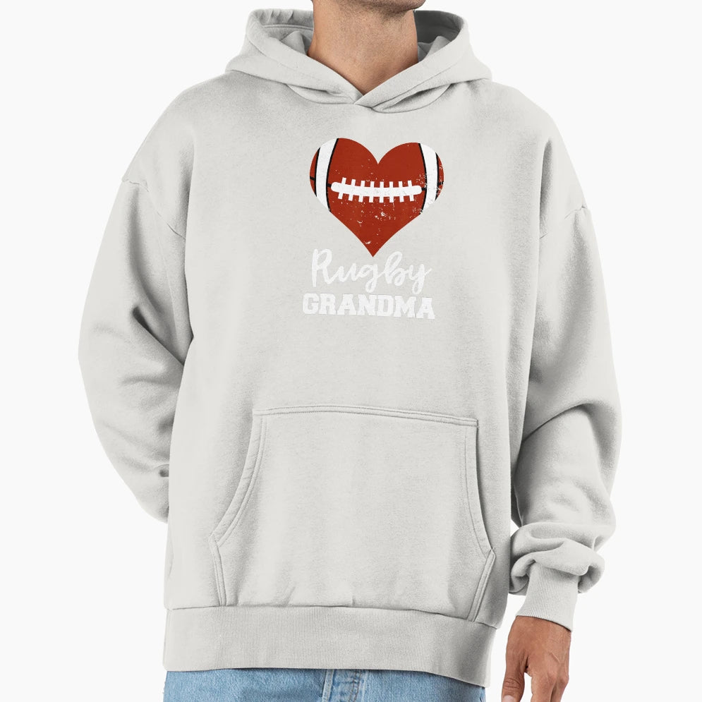 Rugby Grandma Heart Funny Proud Rugby Hoodie - Trendy Graphic Unisex - T-Shirt, Sweatshirt, Hoodie