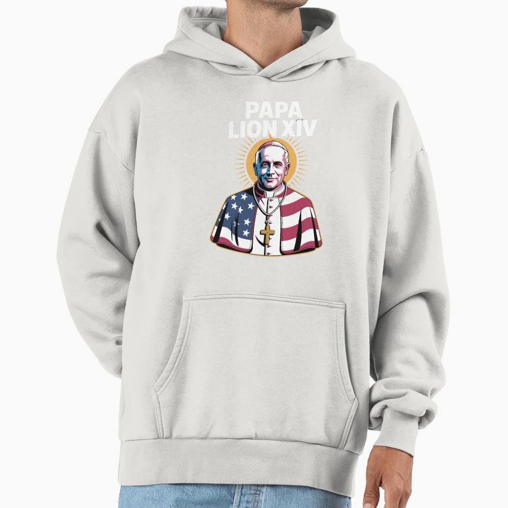 Pope Lion Xiv Pop Art Religious Hoodie - Streetwear Style Men Women - T-Shirt, Sweatshirt, Hoodie