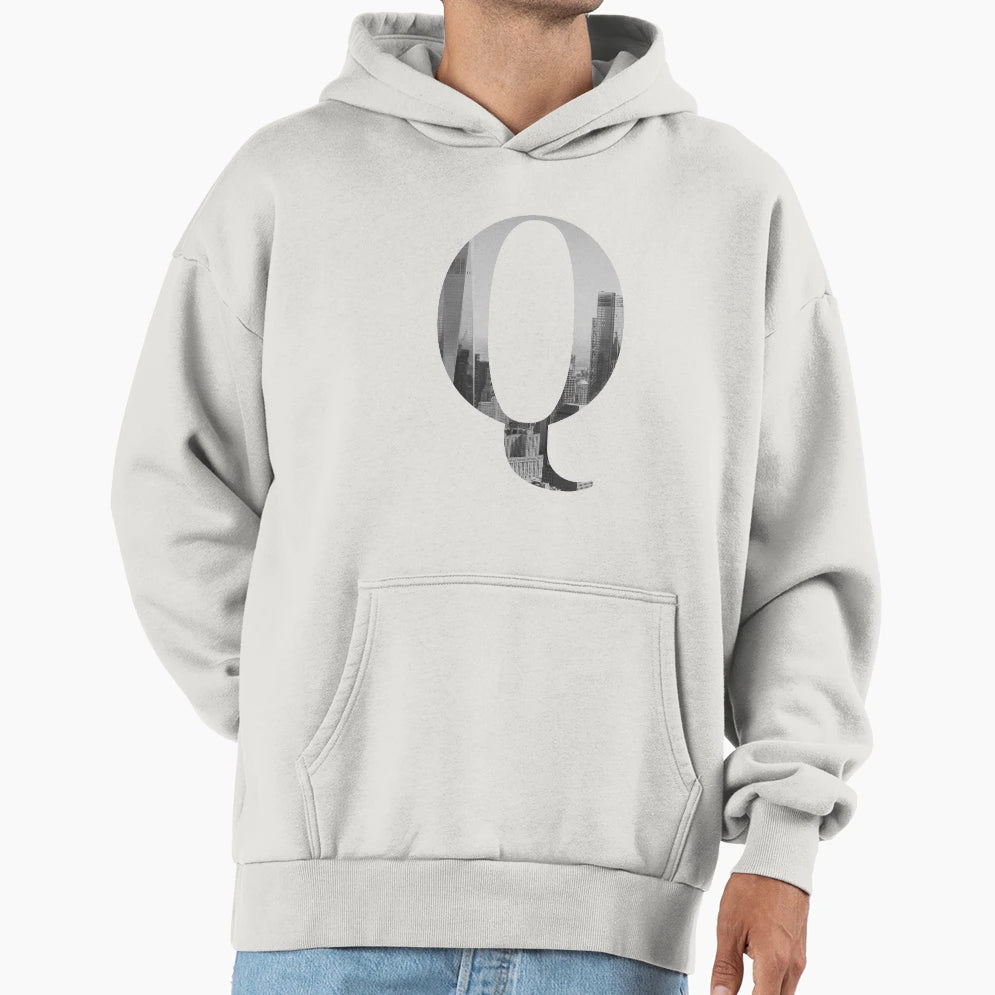 New York Letter Q Hoodie - Trendy Graphic Men Women - T-Shirt, Sweatshirt, Hoodie
