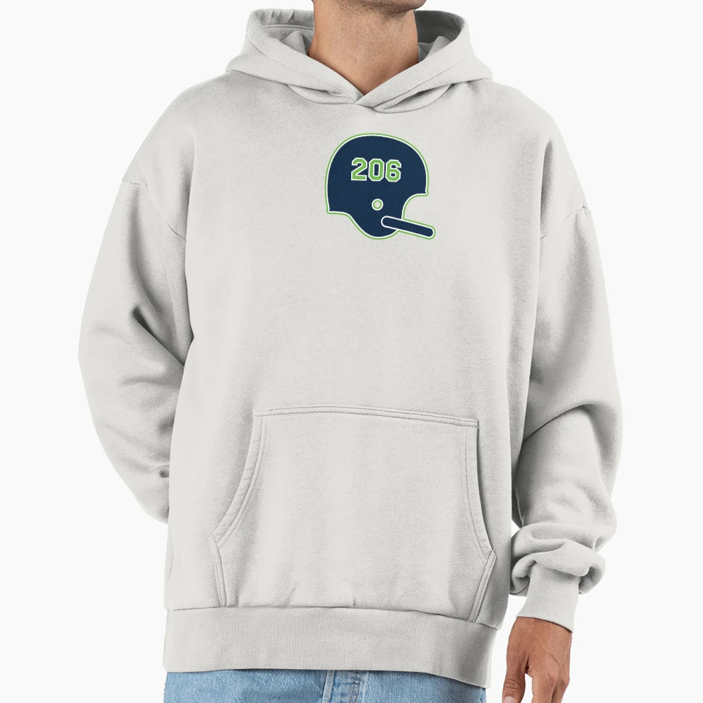 Seattle Seahawks 206 Helmet Hoodie - Unique Graphic Unisex - T-Shirt, Sweatshirt, Hoodie