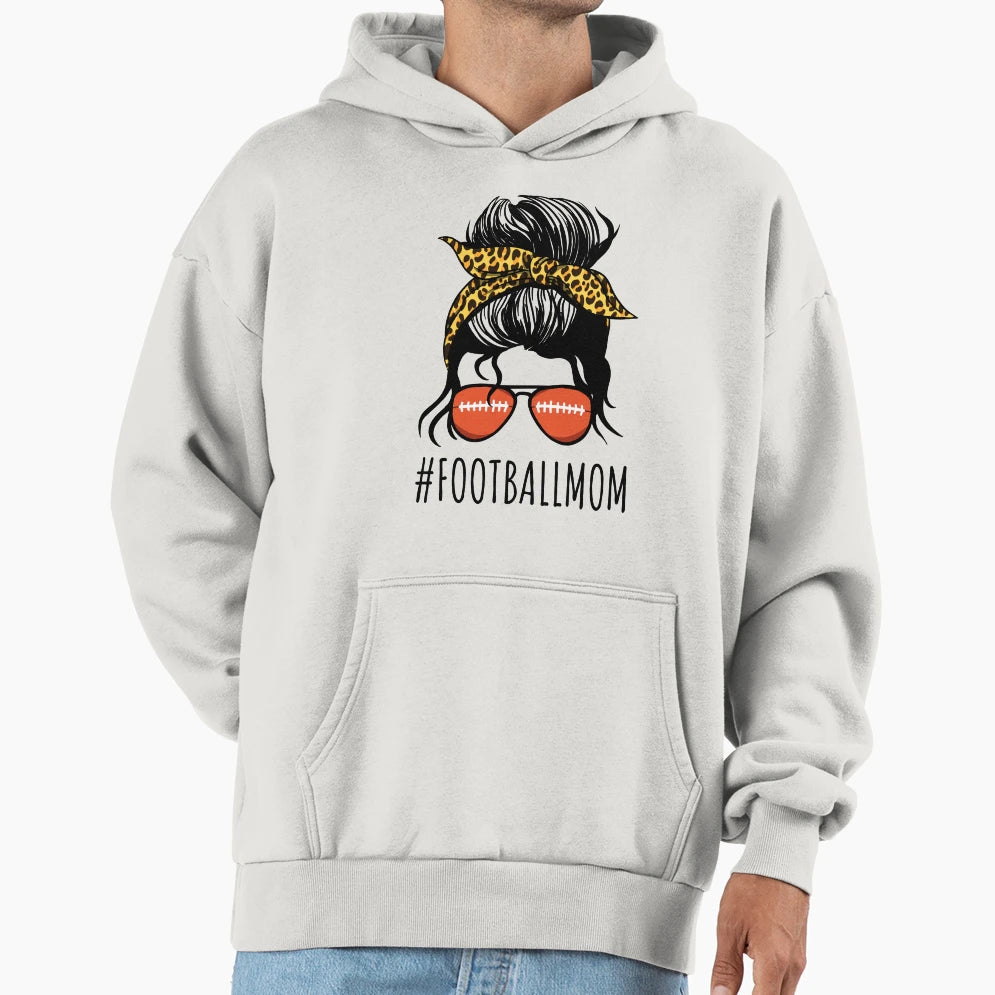 American Football Mom Leopard And Hoodie - Casual Everyday Wear Unisex - T-Shirt, Sweatshirt, Hoodie