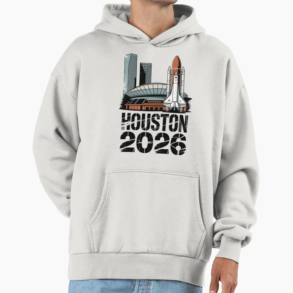 Houston 2026 Space Shuttle Football V12 T-Shirt - Unique Graphic for Adults - T-Shirt, Sweatshirt, Hoodie