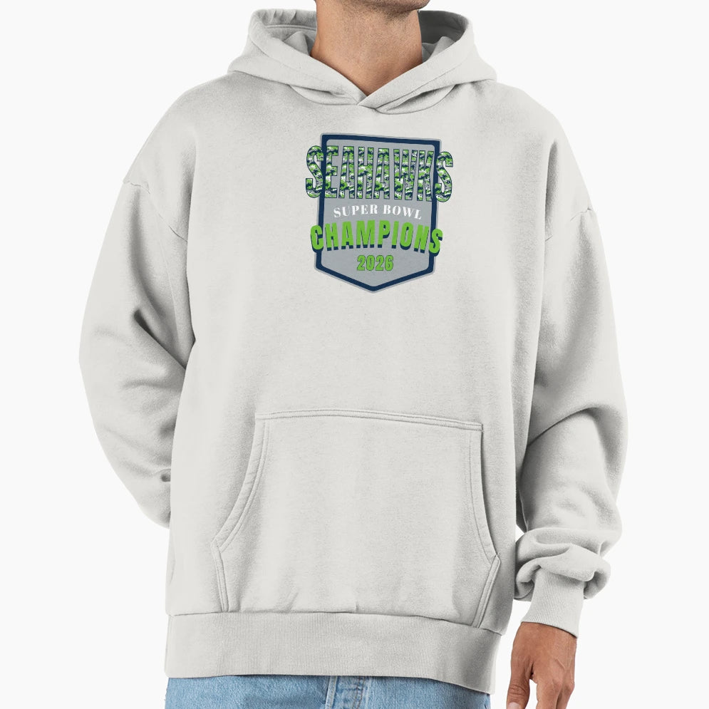 2026 Super Bowl Champs Seattle Hoodie - Aesthetic Graphic for Adults - T-Shirt, Sweatshirt, Hoodie