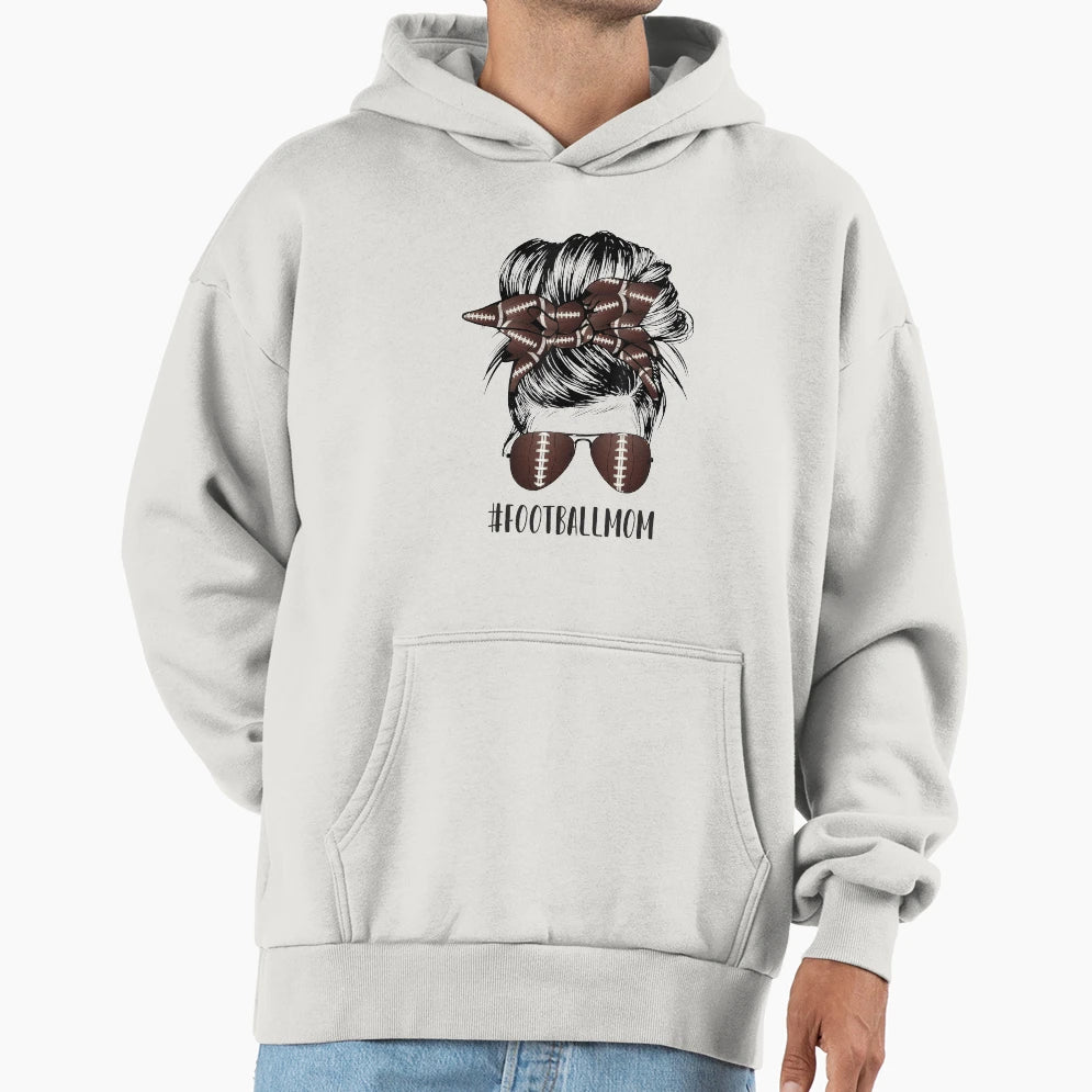 Messy Bun Football Mom Funny L I F E Hoodie - Custom Art Print Men Women - T-Shirt, Sweatshirt, Hoodie
