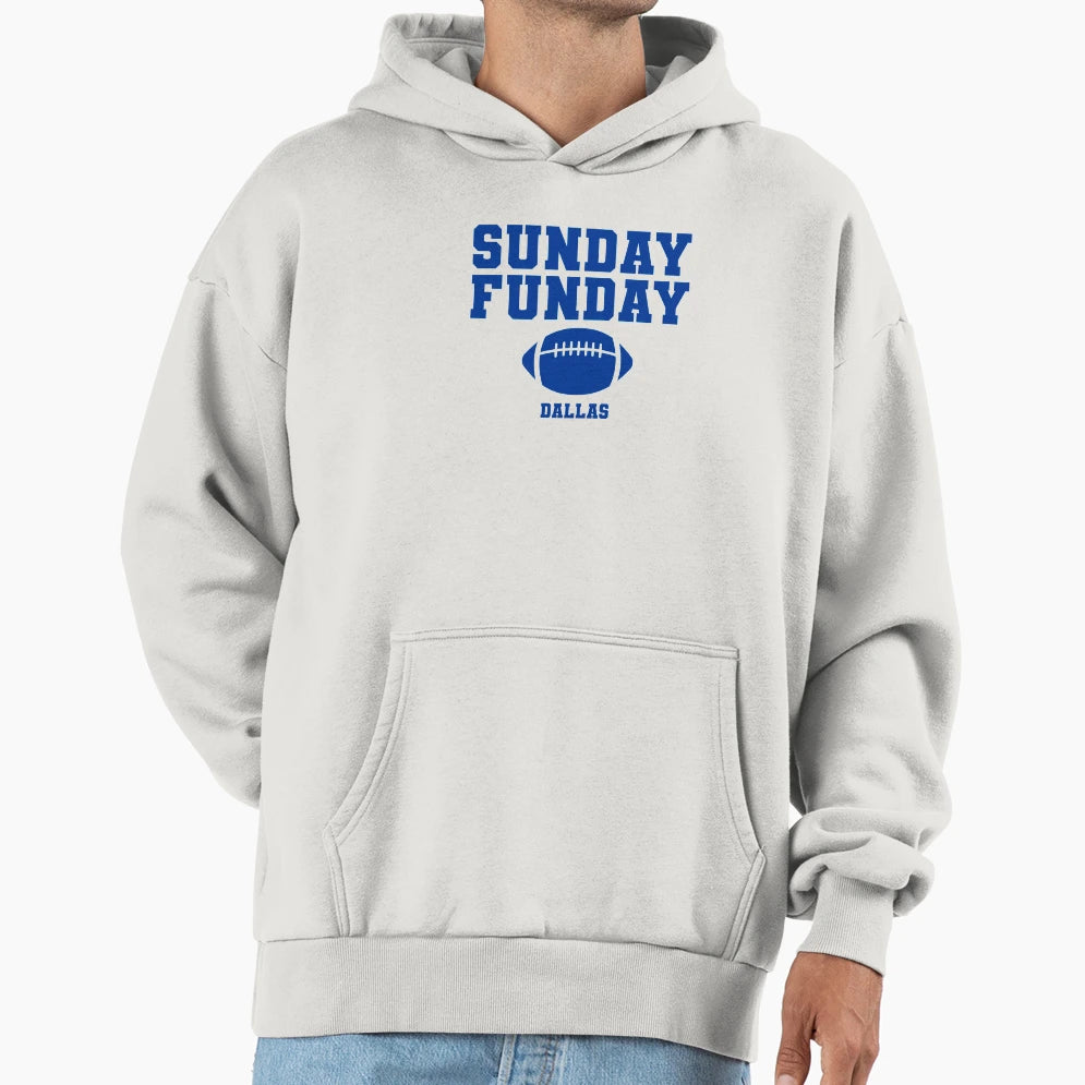 Sunday Funday Football Dallas Hoodie - Minimalist Print for Adults - T-Shirt, Sweatshirt, Hoodie