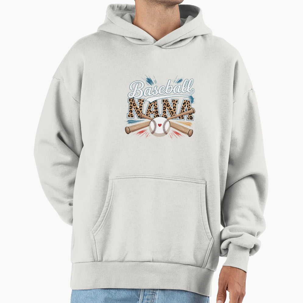 Baseball Nana Game Day Leopard Hoodie - Custom Art Print Men Women - T-Shirt, Sweatshirt, Hoodie