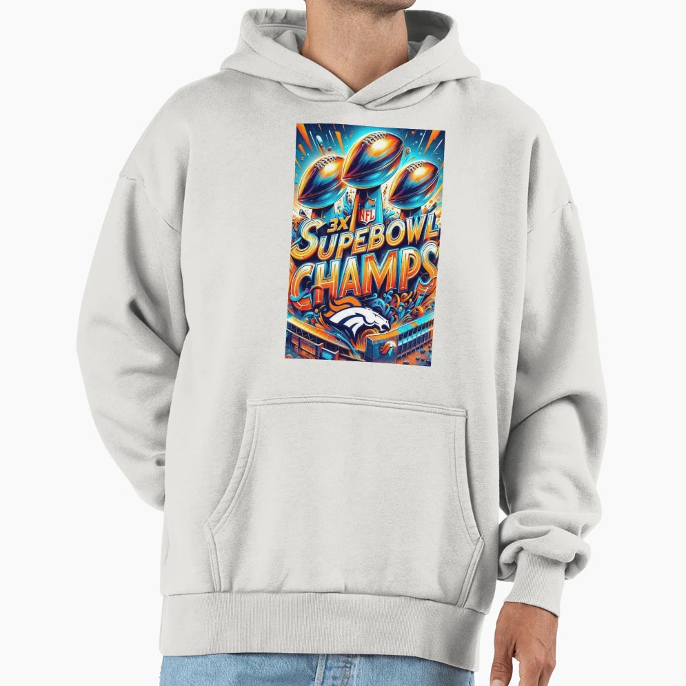 3X Superbowl Champs Hoodie - Aesthetic Graphic Men Women - T-Shirt, Sweatshirt, Hoodie