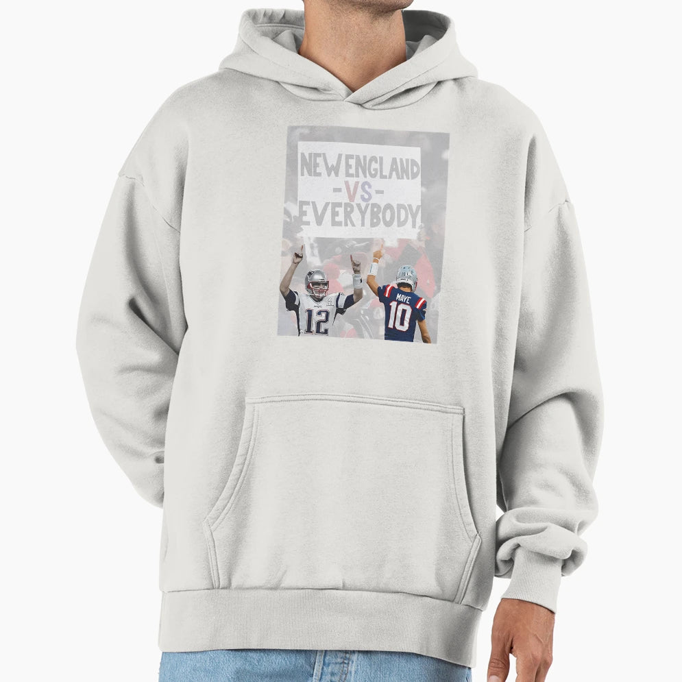 New England Vs Everybody Football Hoodie - Aesthetic Graphic Unisex - T-Shirt, Sweatshirt, Hoodie