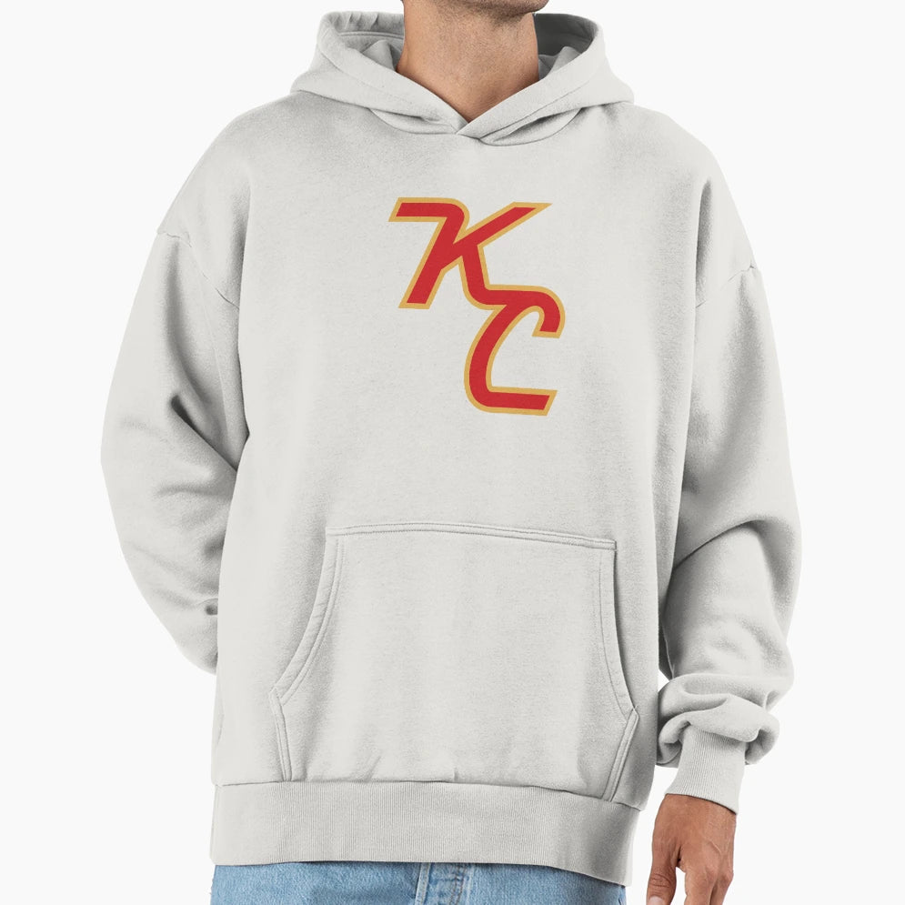 Kc Monograph Chiefs Colors Hoodie - Casual Everyday Wear for Adults - T-Shirt, Sweatshirt, Hoodie