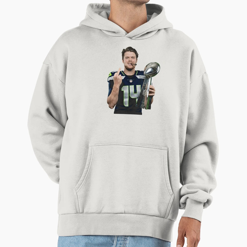 Meme Middle Finge Sam Darnold Hoodie - Minimalist Print Unisex - T-Shirt, Sweatshirt, Hoodie