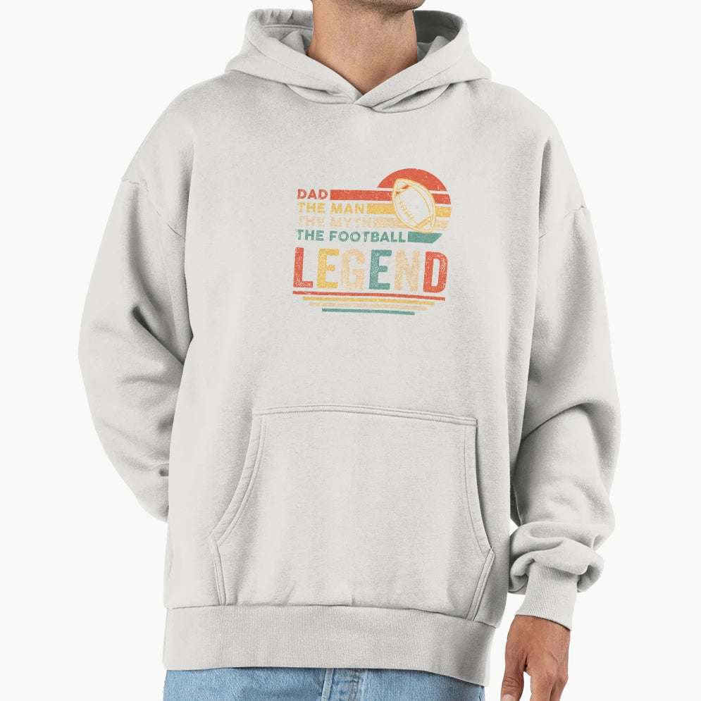 Football Dad Myth Legend Hoodie - Trendy Graphic for Adults - T-Shirt, Sweatshirt, Hoodie