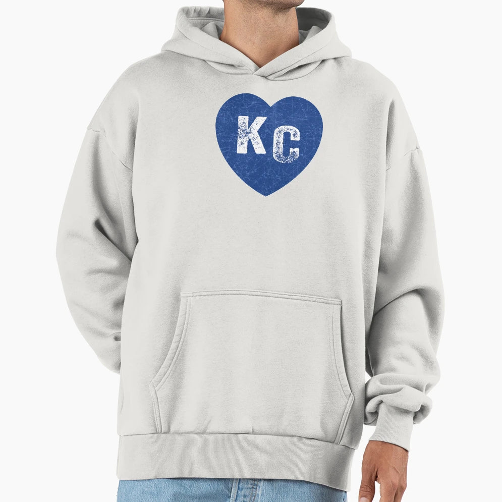 Royal Blue Kc Blue Heart Kansas City Hoodie - Custom Art Print for Adults - T-Shirt, Sweatshirt, Hoodie