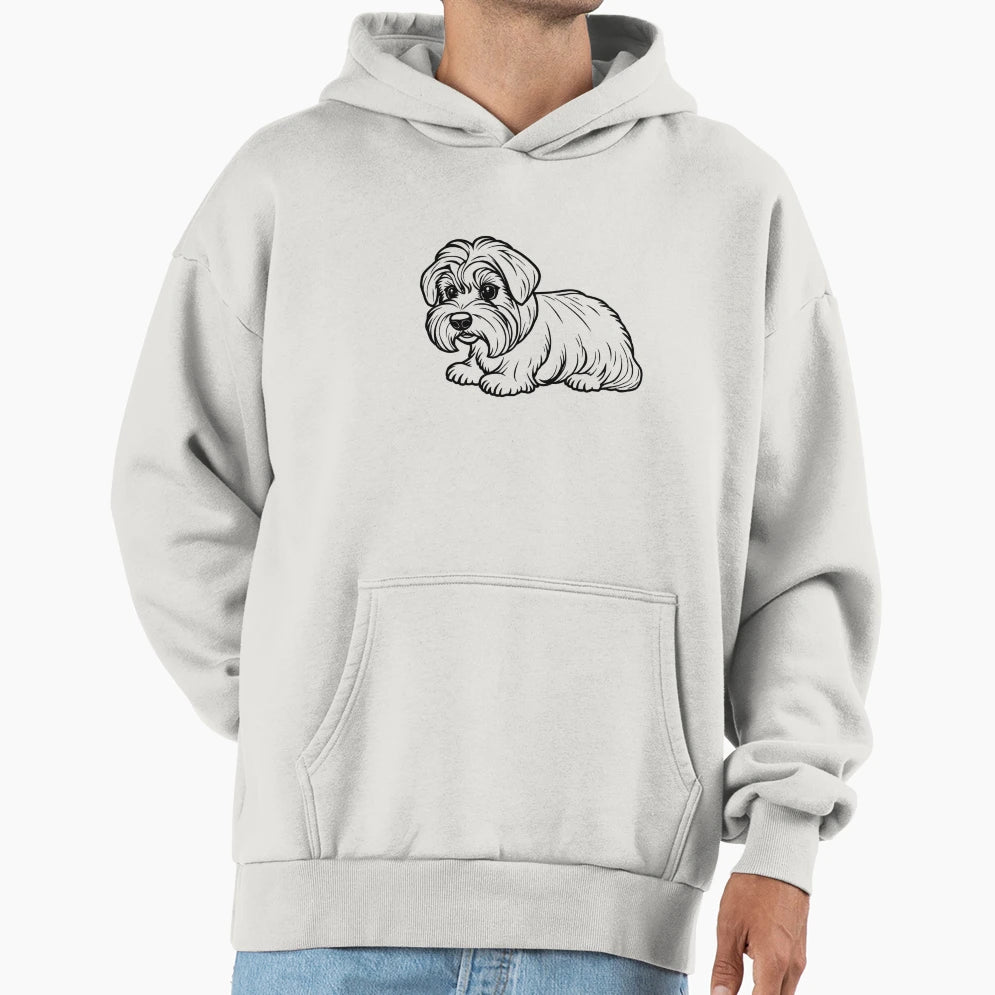 Maltese Puppy Fluffy Coat Playing Hoodie - Unique Graphic for Adults - T-Shirt, Sweatshirt, Hoodie