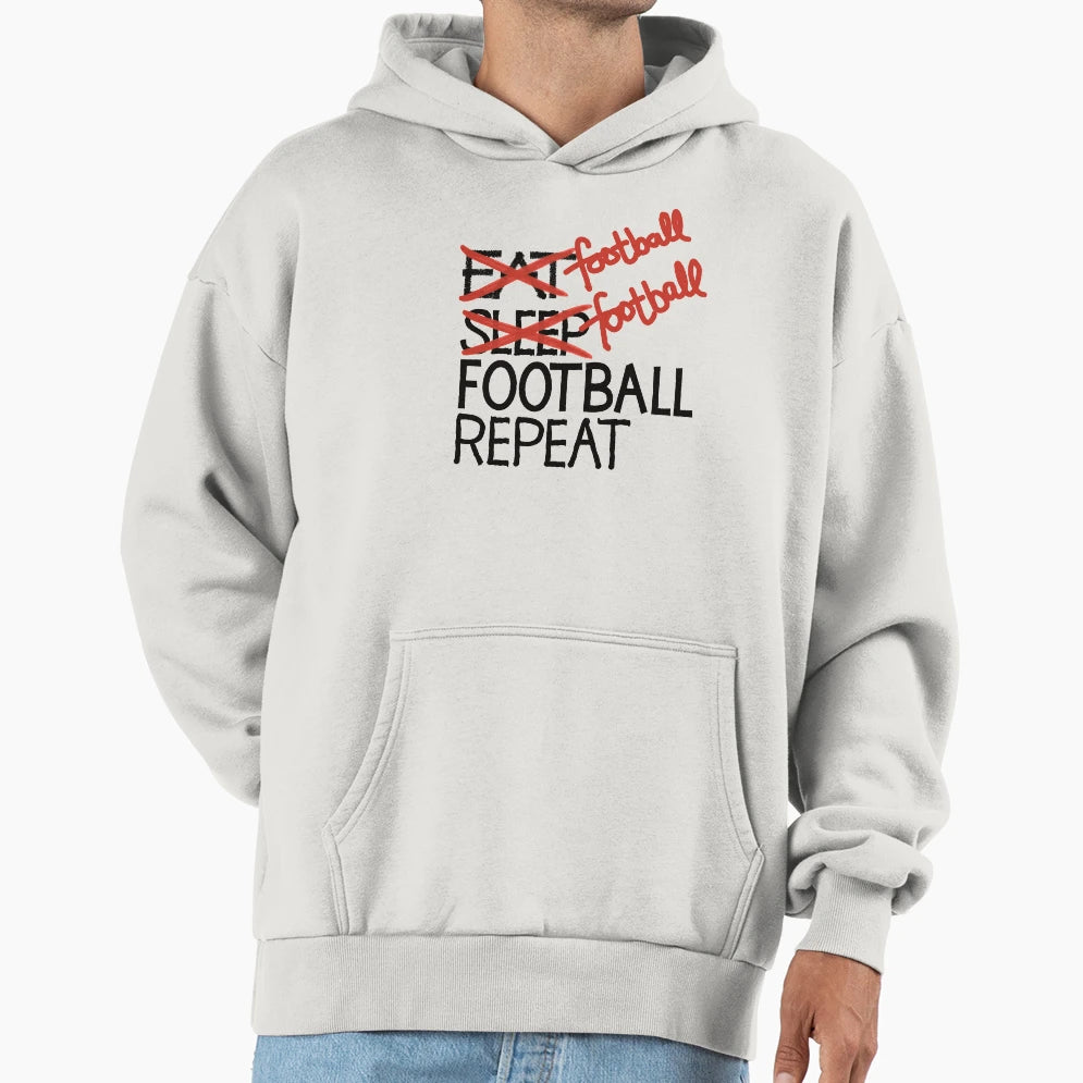Football Football Football Repeat Hoodie - Minimalist Print Unisex - T-Shirt, Sweatshirt, Hoodie