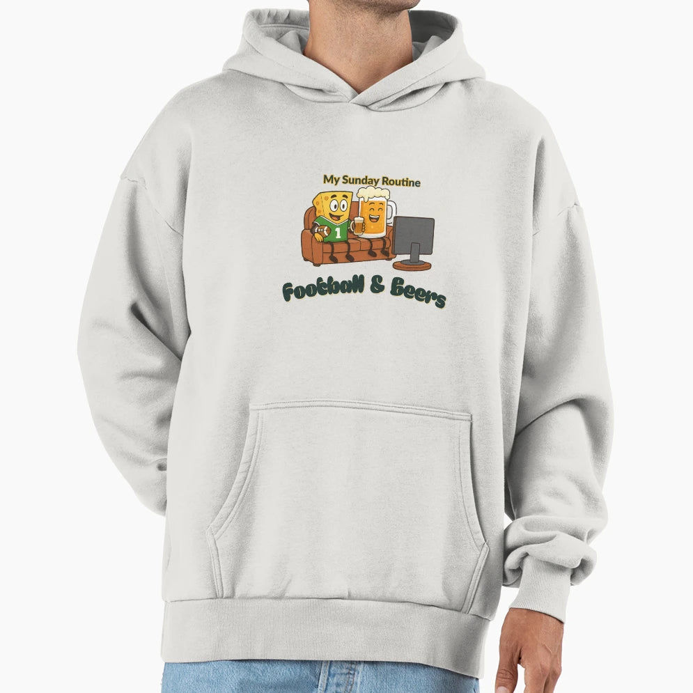 Green Bay Packers My Sunday Routine Hoodie - Graphic Print for Adults - T-Shirt, Sweatshirt, Hoodie