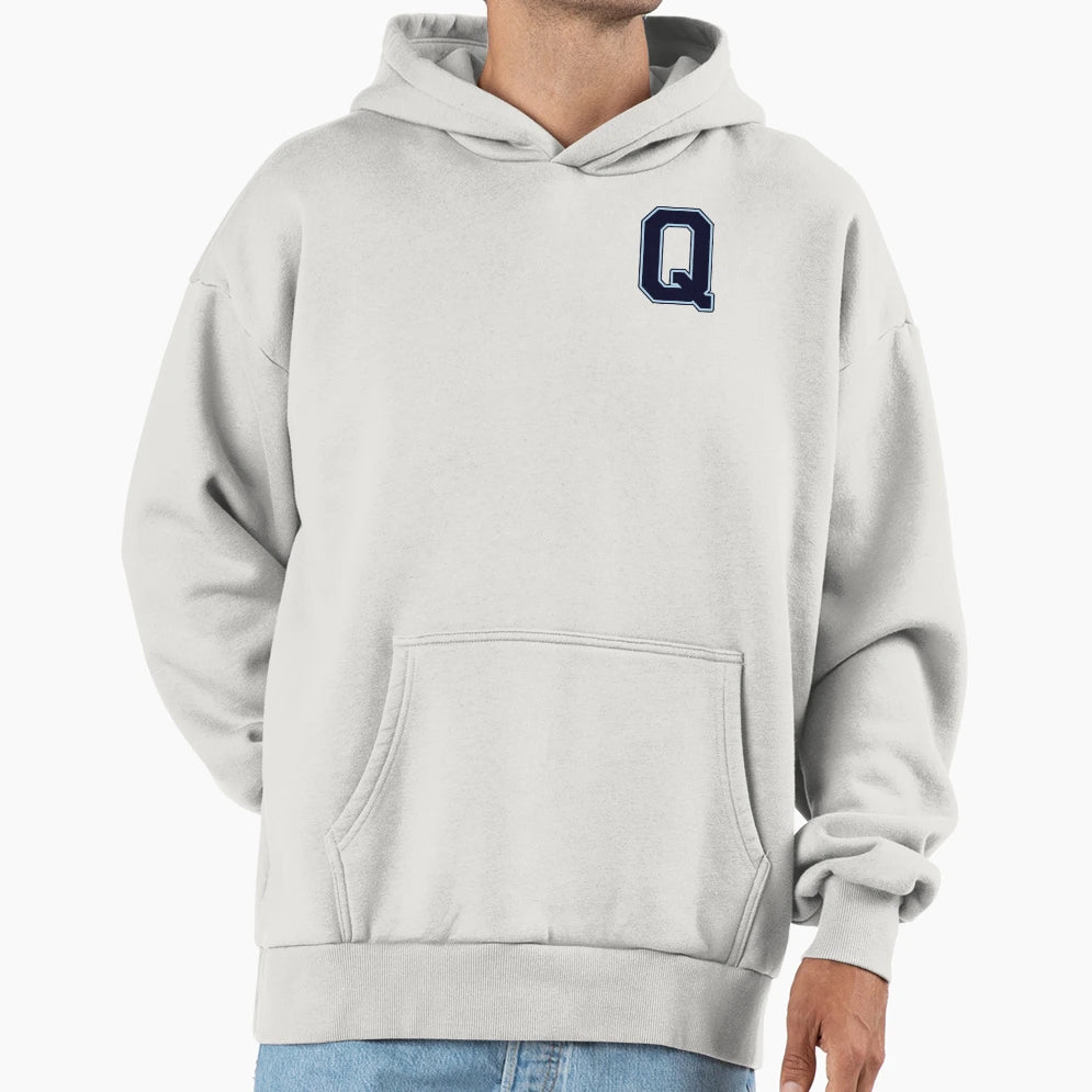 Navy Blue Letter Q Initial Monogram Hoodie - Custom Art Print Unisex - T-Shirt, Sweatshirt, Hoodie