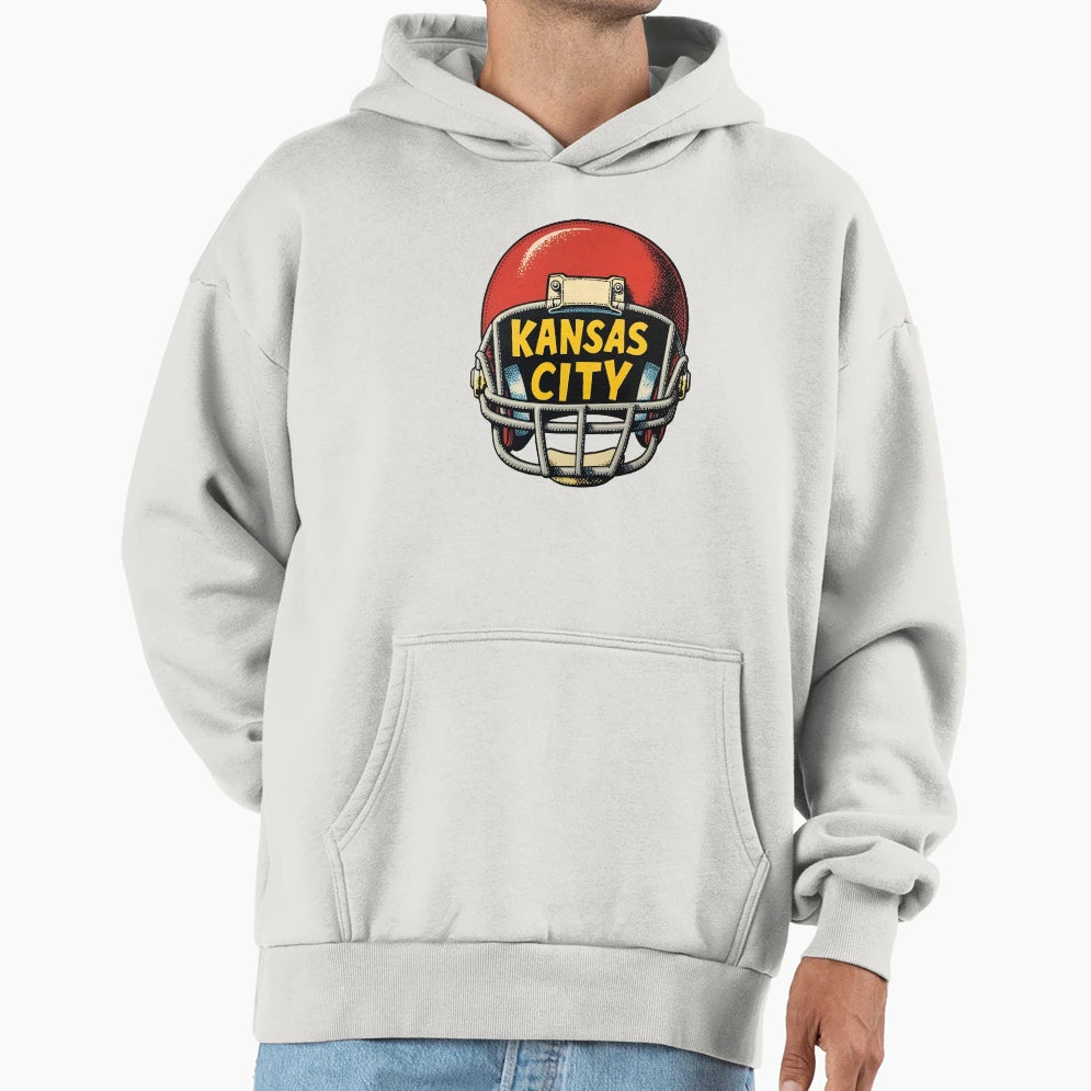 Kansas City Football Helmet Hoodie - Fun Novelty Design Men Women - T-Shirt, Sweatshirt, Hoodie