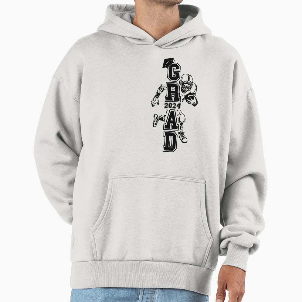 Senior Football Player Grad Sport Hoodie - Custom Art Print Men Women - T-Shirt, Sweatshirt, Hoodie