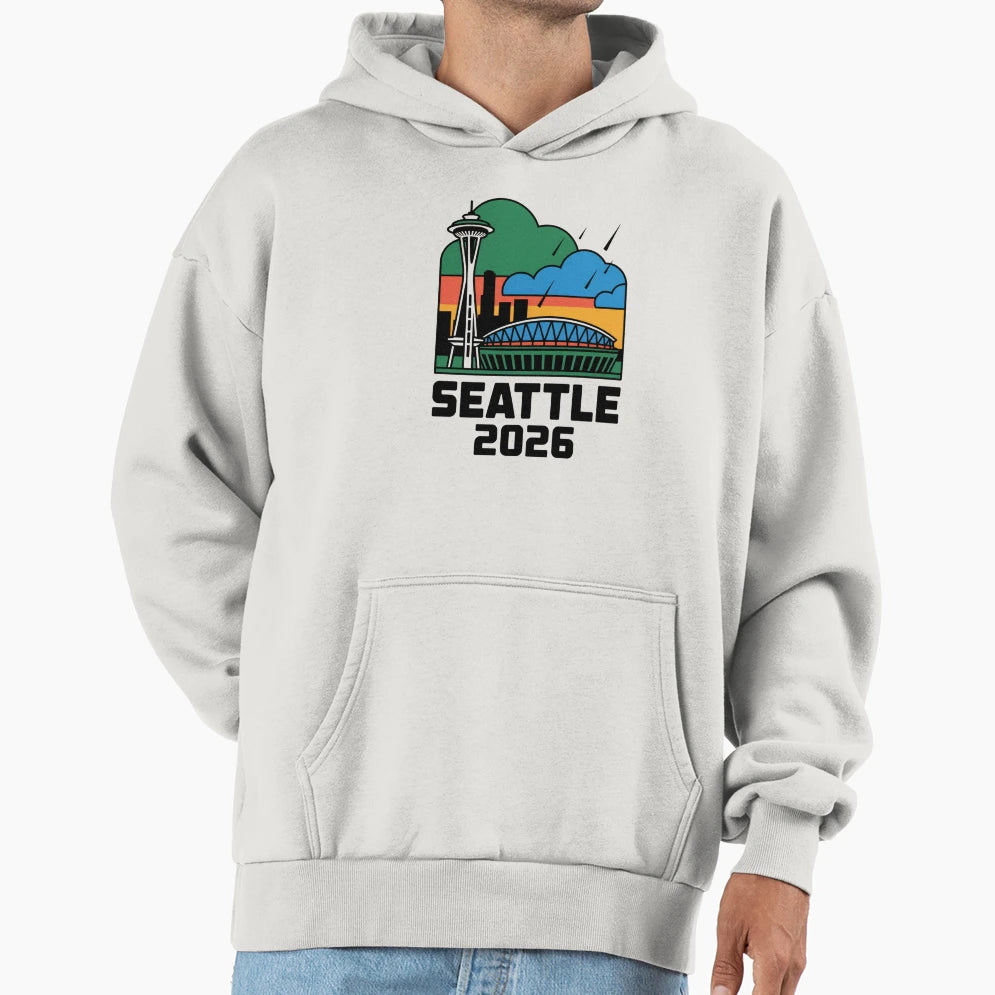 Seattle 2026 Space Needle Stadium Skyline T-Shirt - Unique Graphic Unisex - T-Shirt, Sweatshirt, Hoodie
