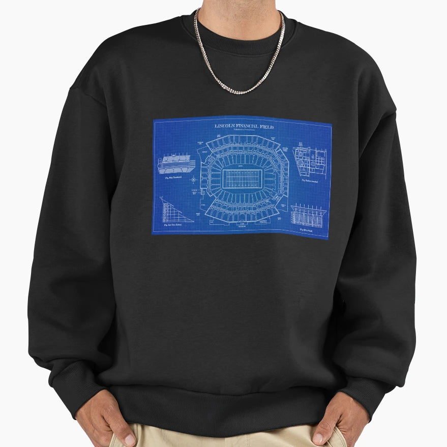 Lincoln Financial Field Blueprint Sweatshirt - Minimalist Print for Adults - T-Shirt, Sweatshirt, Hoodie