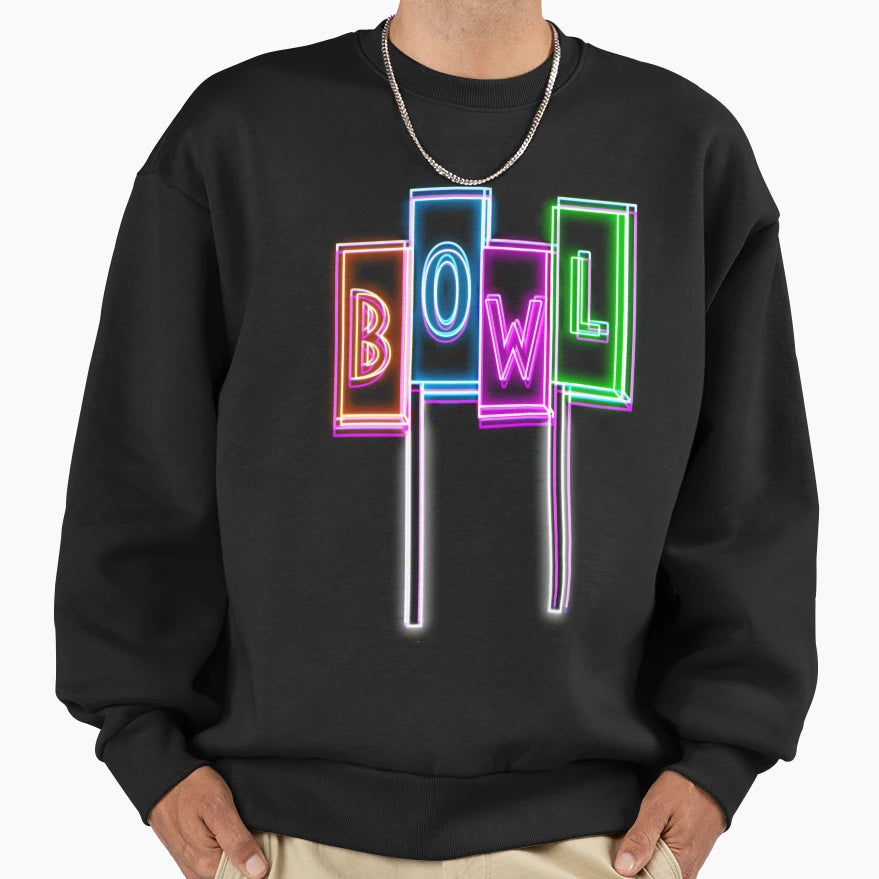 Neon Bowling Sign Sweatshirt - Trendy Graphic Unisex - T-Shirt, Sweatshirt, Hoodie