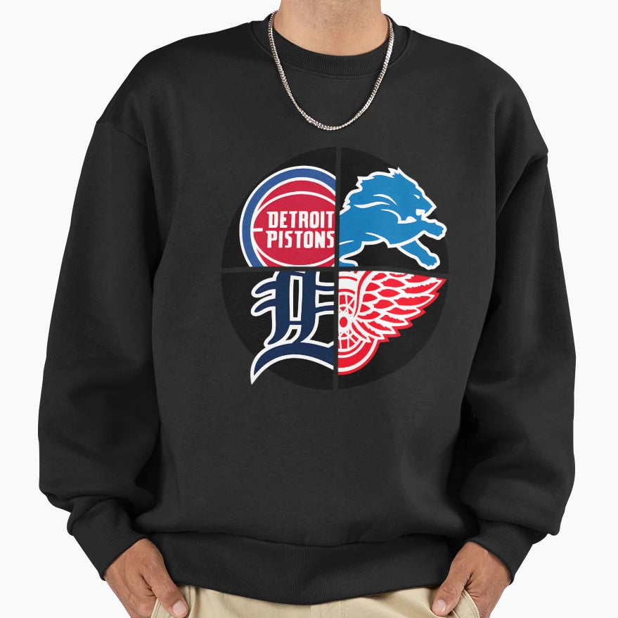 Detroit Sports Quad Sweatshirt - Aesthetic Graphic Unisex - T-Shirt, Sweatshirt, Hoodie