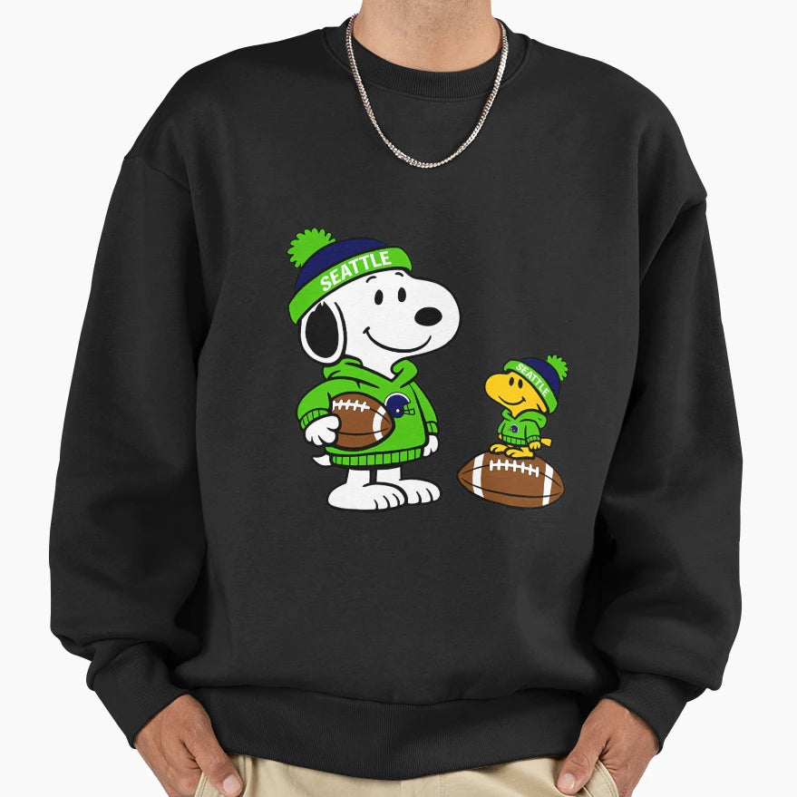 Seattle Seahawks Snoopy And Sweatshirt - Trendy Graphic Men Women - T-Shirt, Sweatshirt, Hoodie